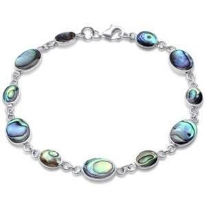 Sterling Silver Oval & Round Abalone Bracelet